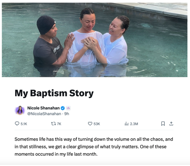 Nicole shanahan baptism