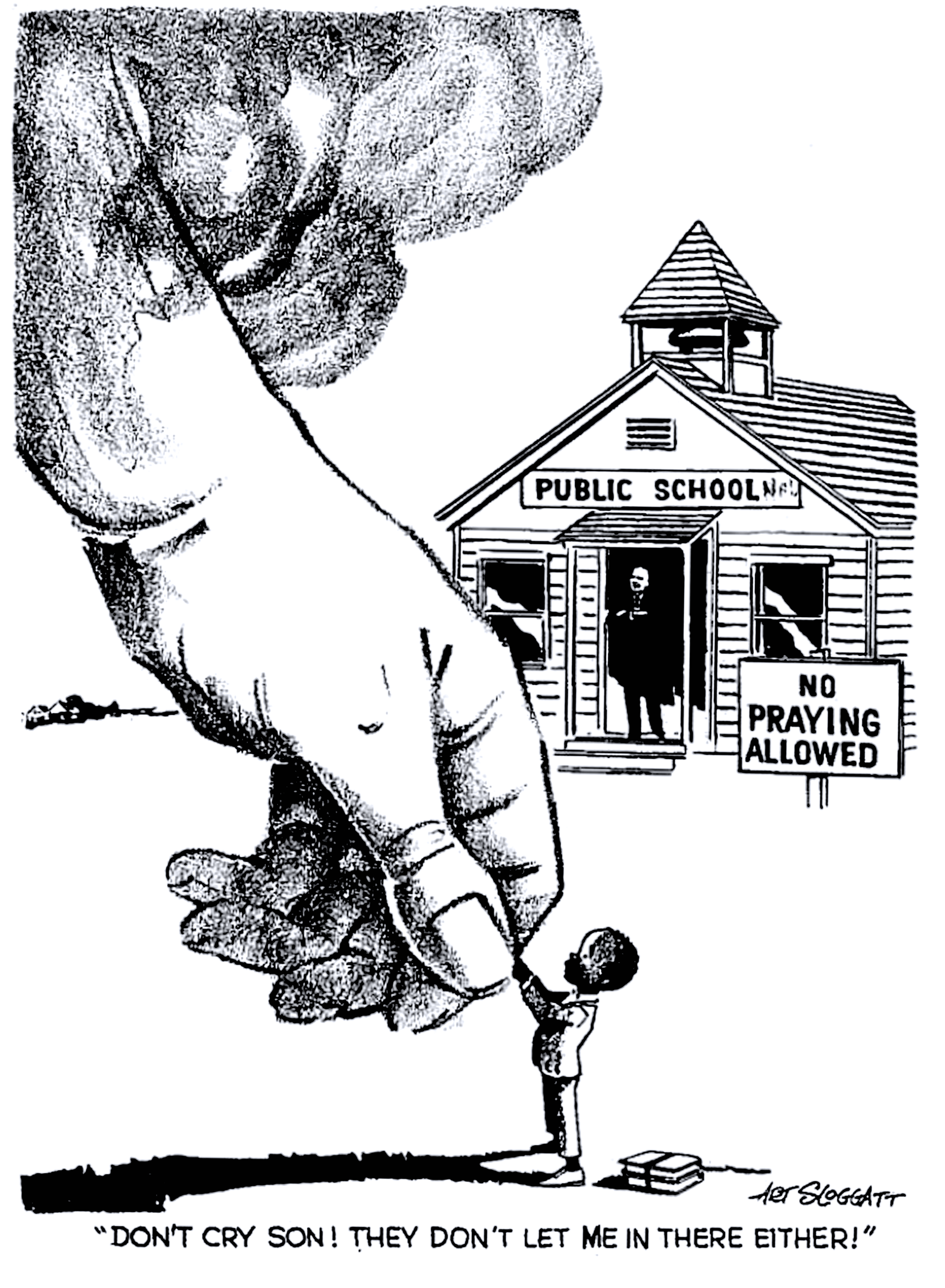 Kicked god out of schools parallel to blacks out of schools arthur sloggatt
