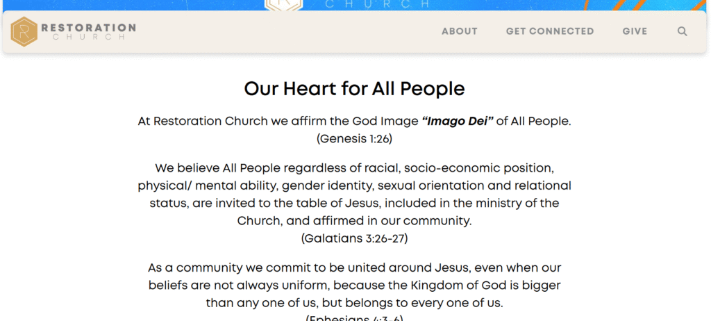 Restoration Church in San Diego doctrine