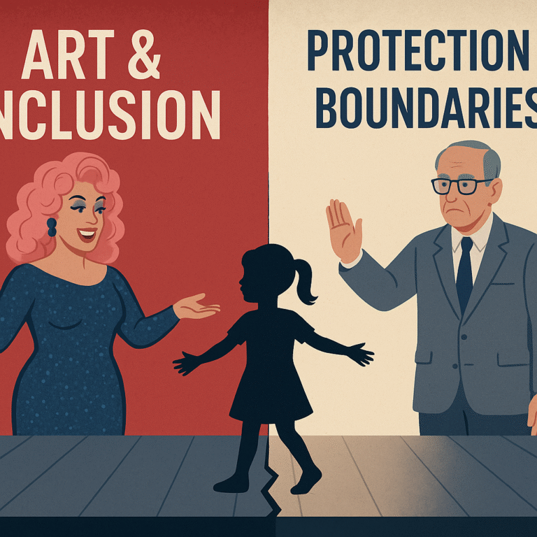 Children at risk, ai defends drag queens