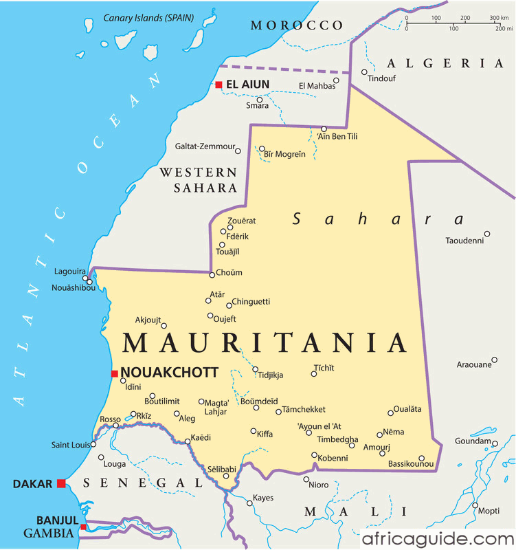 Mauritania political map